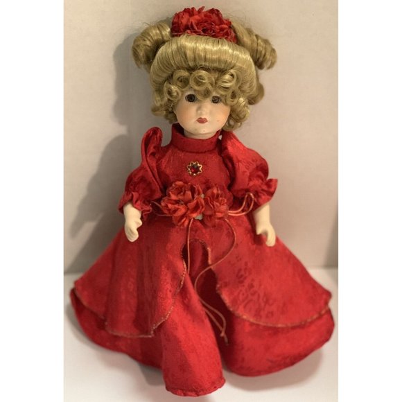 Kingstate The DollCrafter Mary Jane Porcelain 12” Blond Doll Red